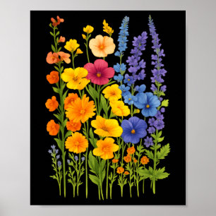 Bunte Wildblumen blühen  Poster