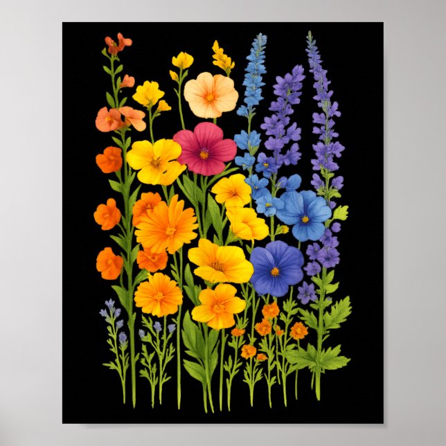 Bunte Wildblumen blühen  Poster (Vorne)