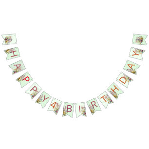 Bunte Wildblumen Blumen Aquarell Geburtstag Wimpelkette