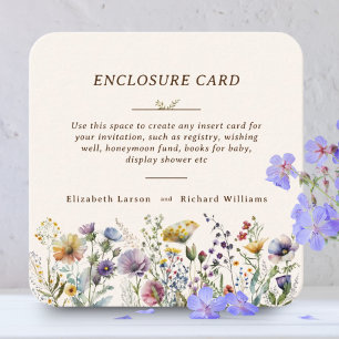Bunte Wildblumen Blumen Aquarell Hochzeit Begleitkarte