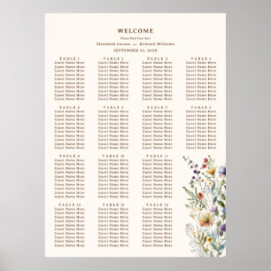Bunte Wildblumen Blumen Aquarell Hochzeit Poster