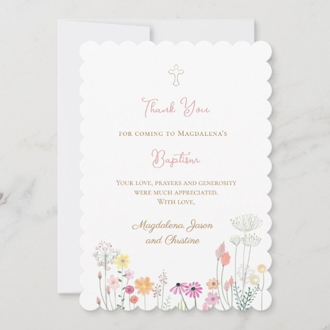 bunte Wildblumen danke Ihnen für die kommende Kart Einladung (Vorderseite)