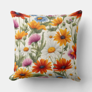 Bunte Wildblumen des Sommers Kissen