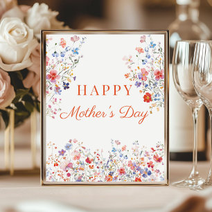 Bunte Wildblumen Frohen Muttertag Tischschild Poster