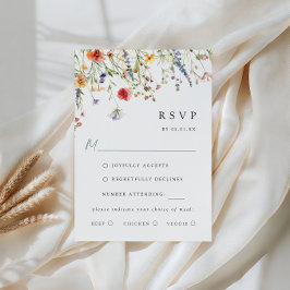 Bunte Wildblumen-Hochzeitsmenü-Wahl RSVP-Karte RSVP Karte