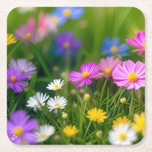 Bunte Wildblumen im Feld-17260 Rechteckiger Pappuntersetzer