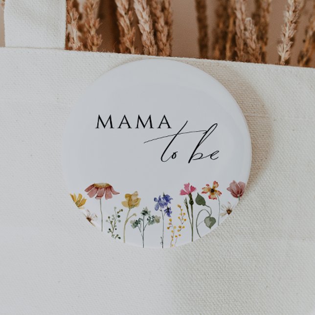 Bunte Wildblumen-Mama-To-Be Button (Von Creator hochgeladen)