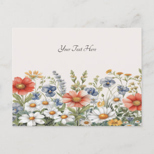 Bunte Wildblumen-Postkarte Postkarte