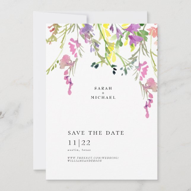 Bunte Wildblumen Save The Date (Vorderseite)