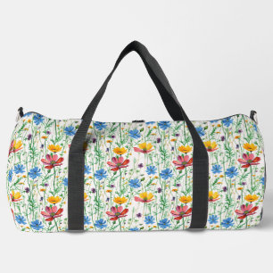 Bunte Wildblumen und grünes Gras Duffle Bag