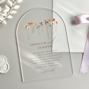 Bunte Wildblumenhochzeit Acryleinladungen