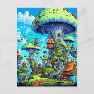 Bunte Wilde Psychedelische Pilze Postkarte