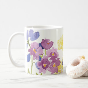 Bunte wilde schottische Blumen-Wasserfarbe-Tasse Kaffeetasse