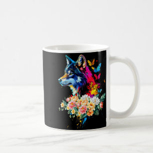 Bunte Wolf Gesichts Süße Tiere Wölfe Liebhaber Fra Kaffeetasse