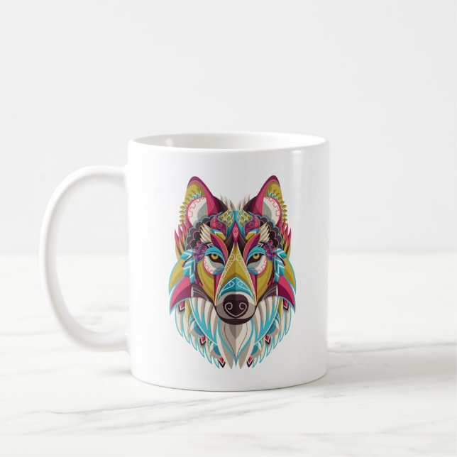 Bunte Wolf-Tasse Kaffeetasse (Links)