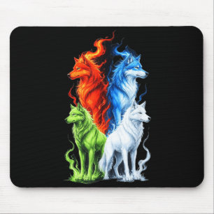 Bunte Wölfe Süßer Wolf Heulend Lustige Wilde Anima Mousepad