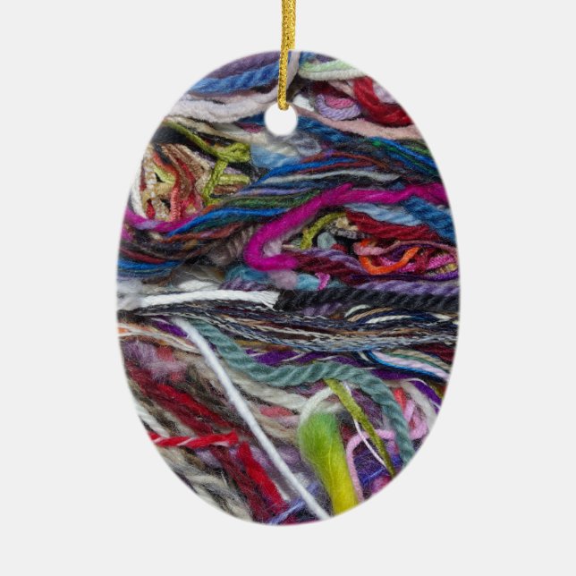 Bunte Wollefasern Keramikornament (Vorne)
