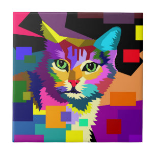 Bunte WPAP Katze 656 Fliese