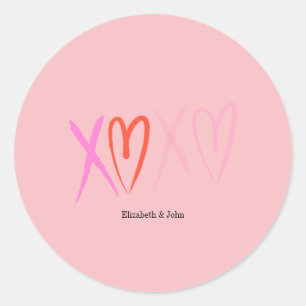 Bunte "XOXO" Herzen Valentinstag Runder Aufkleber