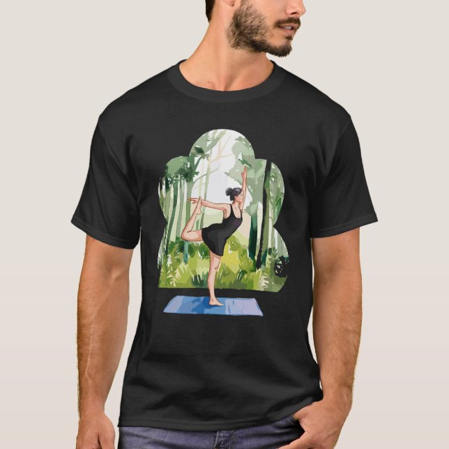 Bunte Yoga-Baum-Pose-Kunst T-Shirt (Vorderseite)