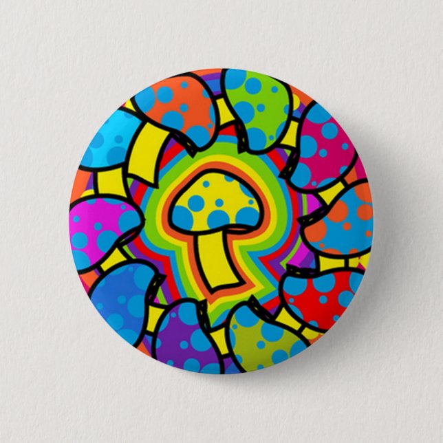 Bunte Zauberpilze Button (Vorderseite)