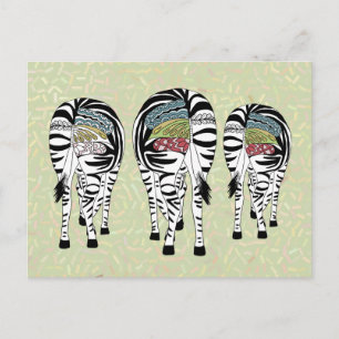 bunte Zebras Postkarte