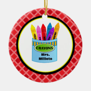 Bunte Zeichenstift-Lehrer-Weihnachtsverzierung Keramikornament