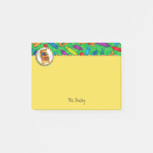Bunte Zeichenstifte 4 x 3 Post-it Klebezettel