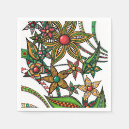 Bunte Zentangle-Blumenmuster-Papier-Tischdecken Serviette