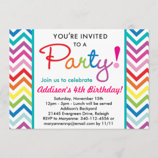 Bunte Zickzack Party Einladung