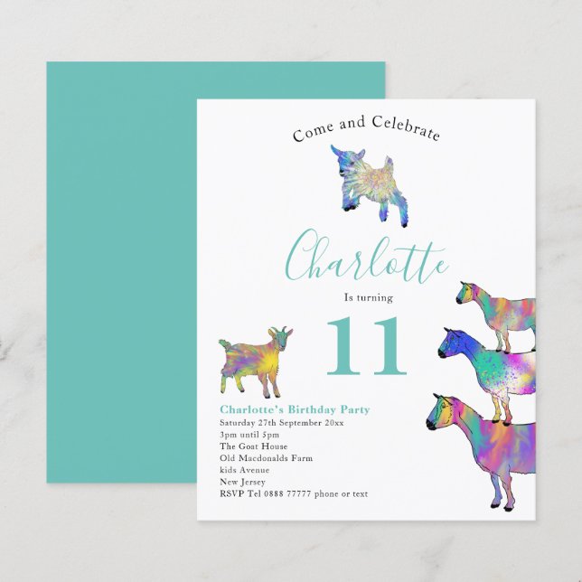 Bunte Ziegen Geburtstagsparty (Vorne/Hinten)