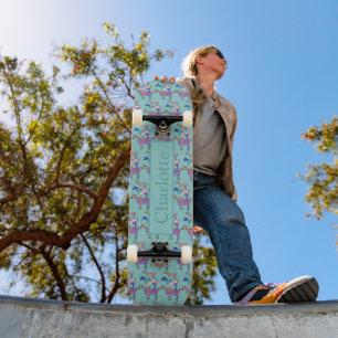 Bunte Ziegen Türkis Personalisieren Skateboard