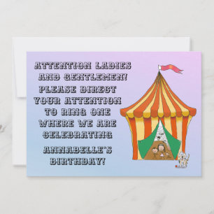 Bunte Zirkus Zelt Kinder Geburtstags-Party Einladung