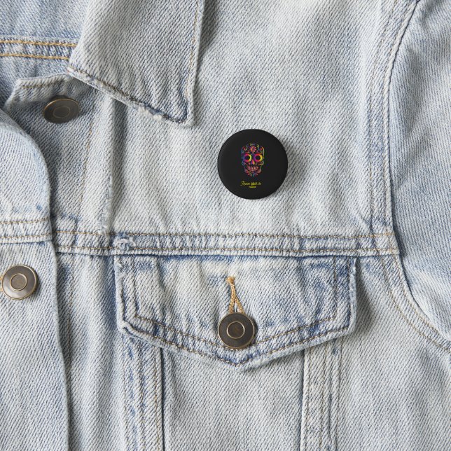 Bunte Zucker-Schädel-Kleidungstaste – Wage es, sti Button (Beispiel)