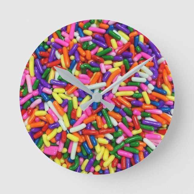 Bunte Zucker-Sprinkles Runde Wanduhr (Vorderseite)