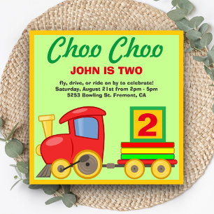 Bunte Zug-Geburtstagsfeier Einladung Choo Choo