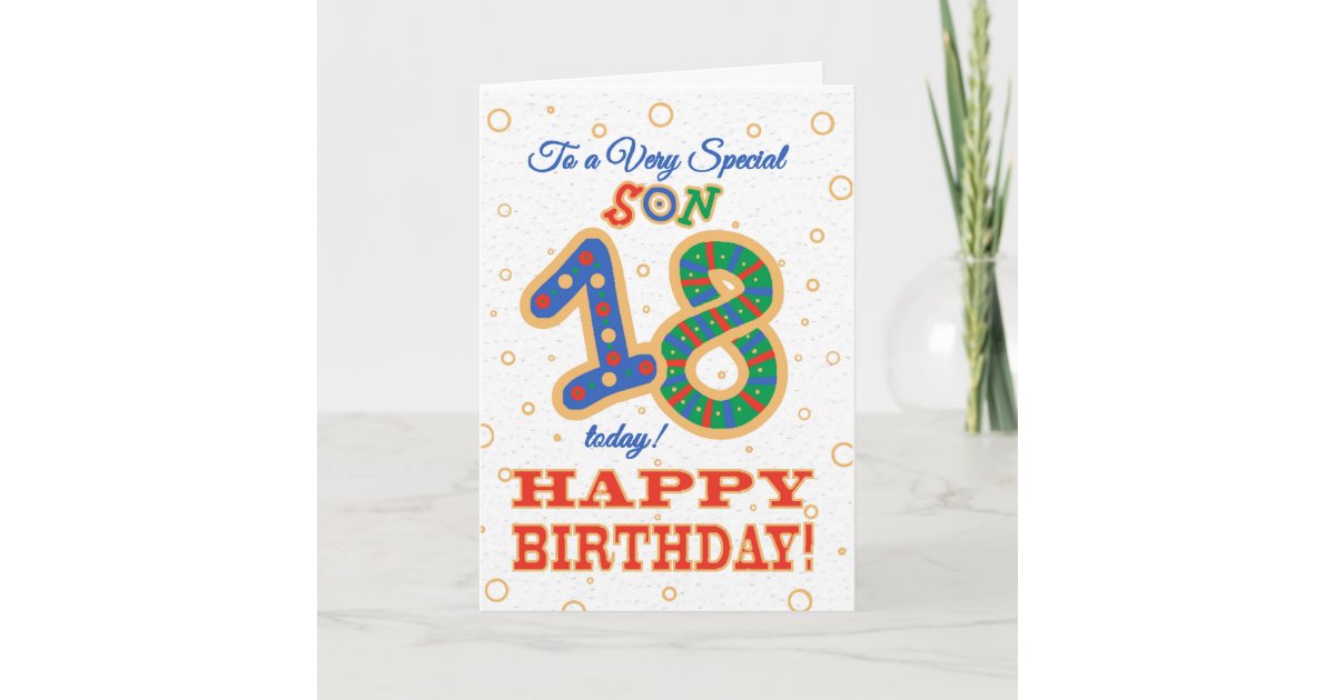 Bunter 18 Geburtstag Fur Speziellen Sohn Karte Zazzle At