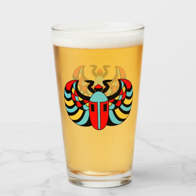 Bunter, Abstrakter ägyptischer Skarabäus-Käfer Glas (Vorne (Gefüllt))