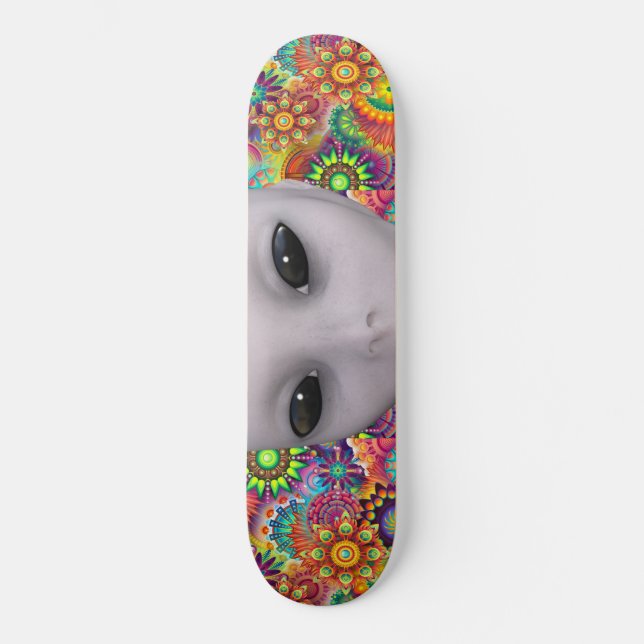 Bunter abstrakter BlumenmusterExtraterrestrial Skateboard (Vorderseite)