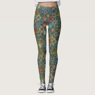 Bunter abstrakter Fliesenmusterentwurf Leggings