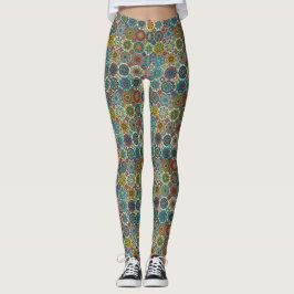Bunter abstrakter Fliesenmusterentwurf Leggings
