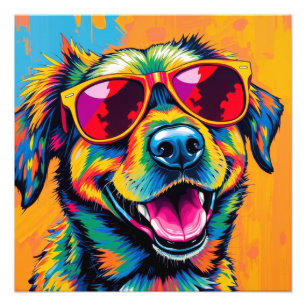 Bunter abstrakter Hund mit Sonnenbrille Fotodruck