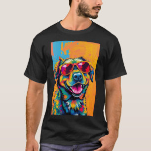 Bunter abstrakter Hund mit Sonnenbrille T-Shirt