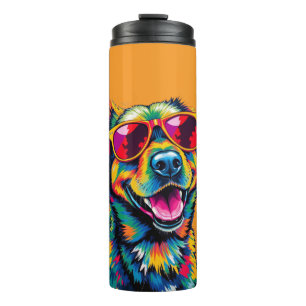 Bunter abstrakter Hund mit Sonnenbrille Thermosbecher