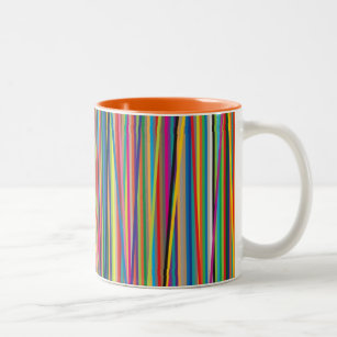Bunter abstrakter Streifenentwurf Zweifarbige Tasse