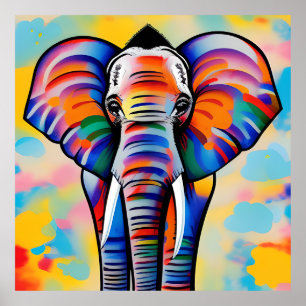 Bunter Afrikanischer Safari-Elefant Poster