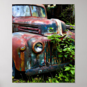 Bunter alter rostiger Lastwagen Poster