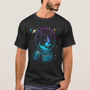 Bunter Astronaut Smoking Cat Weltraum Galaxy Katze T-Shirt