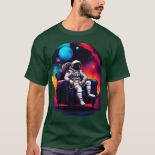 bunter Astronauten, der auf einem Sofa im Raum abk T-Shirt