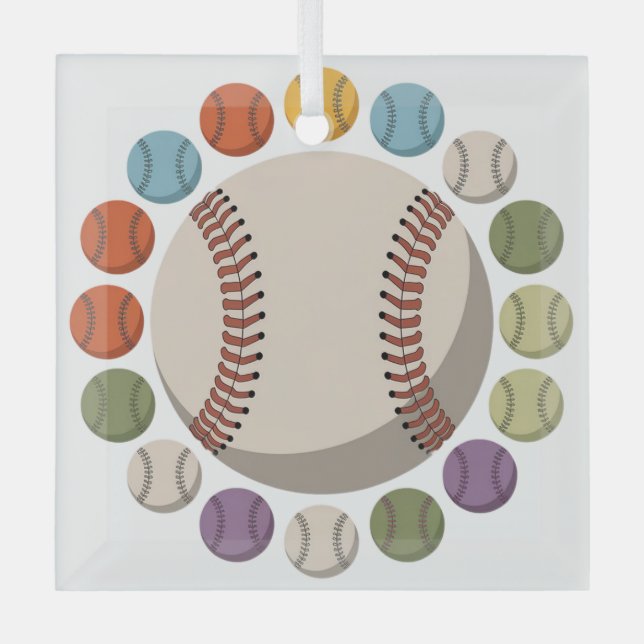 Bunter Baseballzirkel Ornament Aus Glas (Vorderseite)